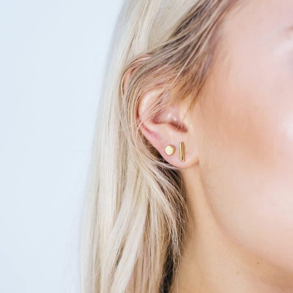 925 Sterling Silver Stud Earrings for Women, 4 Pairs 14K White Gold Plated Hypoa - Picture 3 of 6